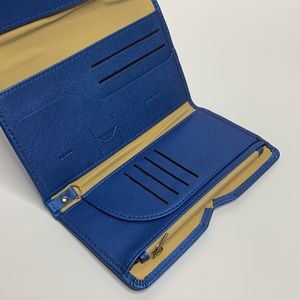 Zoppen Travel Wallet | Blue Gold Accented Protected Wallet Cards Money Passport